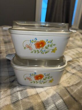 Vintage Corning Ware Floral Ceramic Bakeware Set